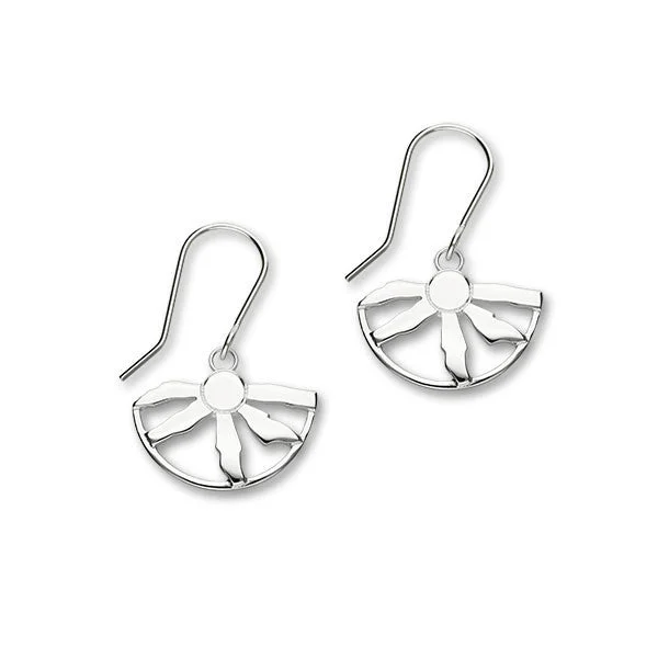 Round Shape Earrings-Round Shape Earrings-Ring of Brodgar Standing Stones Sterling Silver Classic fan Drop Earrings