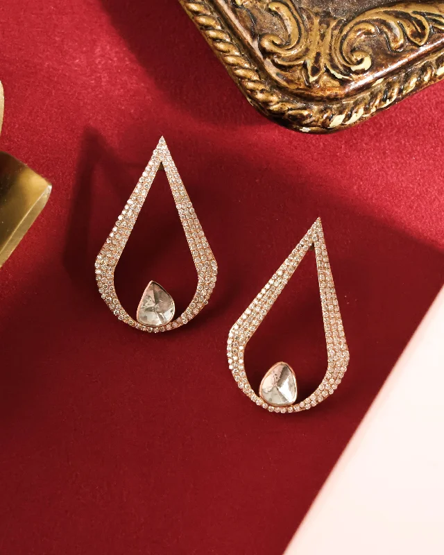 Unique Designer Earrings-Unique Designer Earrings-Zaira Polki And Diamond Long Earrings