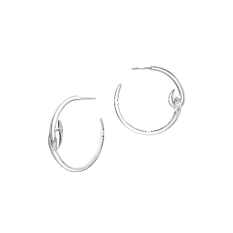 Handmade Hoop Earrings-Handmade Hoop Earrings-Hook Hoop Earrings - Silver