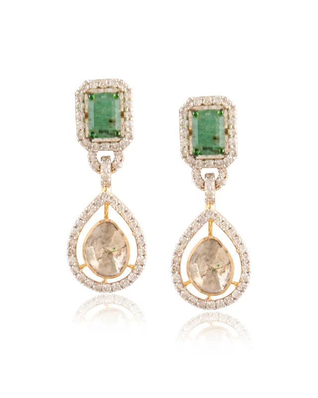 Sweetheart Earrings-Sweetheart Earrings-Sanyukta Polki And Diamond Long Earrings