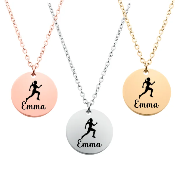 Birthstone Pendant Necklace-Birthstone Earrings-Engraved Girl Runner Necklace