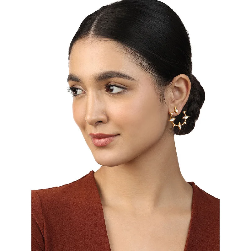 Multi-Layer Earrings-Multi-Layer Earrings-Isharya Lumen Spike Hoop Earrings In 18Kt Gold Plated