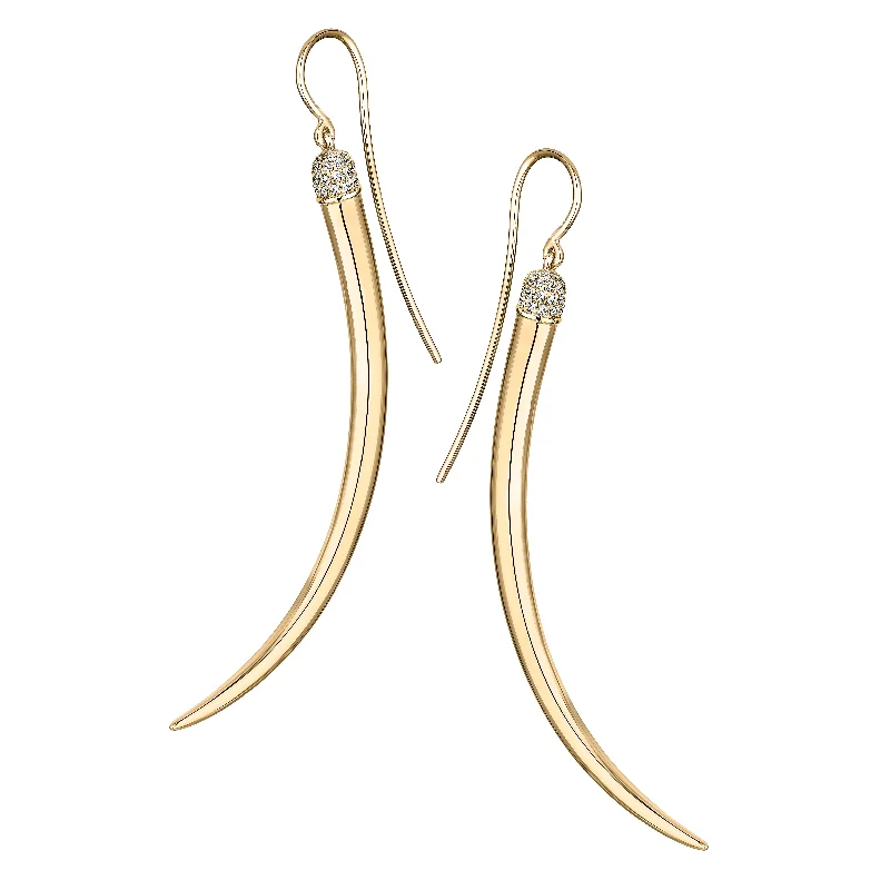 Luxury Gold Drop Earrings-Luxury Gold Drop Earrings-No.1 Large Earrings - Yellow Gold Vermeil & Diamond Pavé