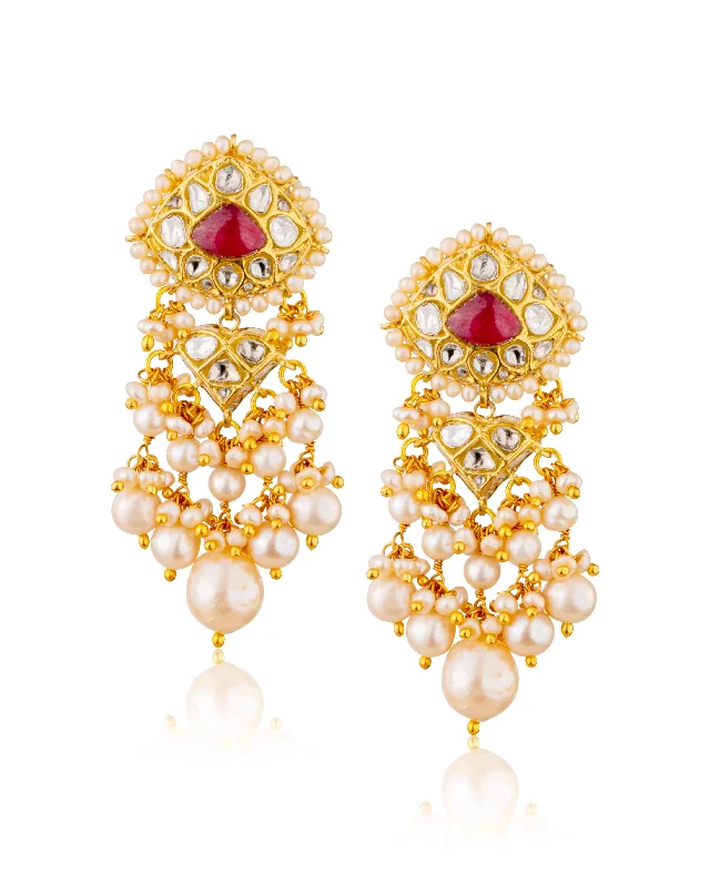 Chandelier Earrings-Chandelier Earrings-Tisya Polki Long Earrings