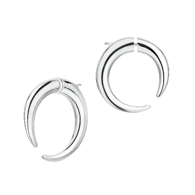 Silver Stud Earrings-Silver Stud Earrings-Talon Large Hoop Earrings - Silver