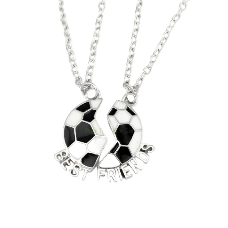 Fashion Necklace for Party-Cute Stud Earrings for Kids-Girls Soccer Friendship Necklace Set