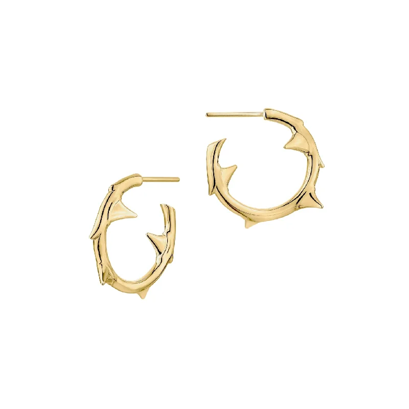 Hoop Earrings for Everyday-Hoop Earrings for Everyday-Rose Thorn Small Hoop EarringsÂ - Yellow Gold Vermeil