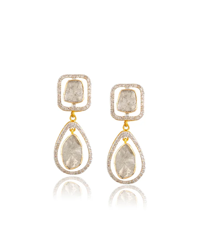 Lightweight Earrings-Lightweight Earrings-Janine Polki And Diamond Long Earrings