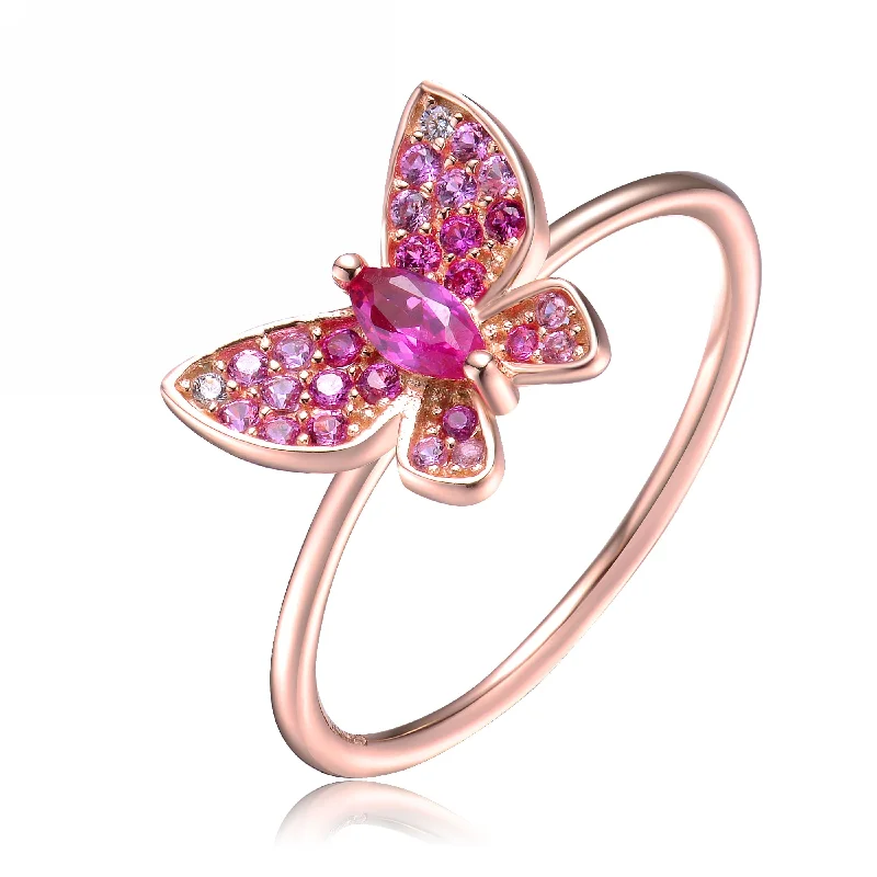 Men's Wedding Ring-Luxury Gold Earrings-Sylvie Pink Butterfly Ring