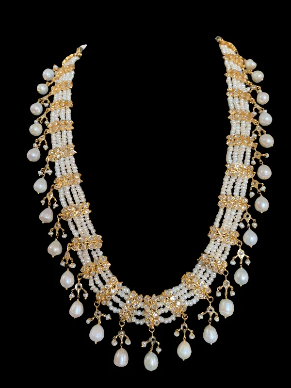 Crystal Necklace for Wedding-Bridal Earrings-LN153 Esra multipendant necklace- fresh water pearls   ( SHIPS IN 4 WEEKS  )