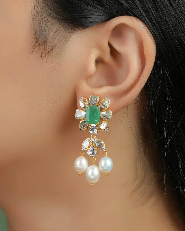 Custom Hoop Earrings-Custom Hoop Earrings-Shipra Polki And Diamond Long Earrings