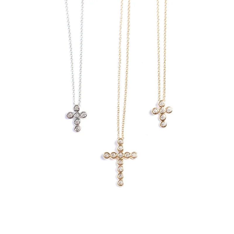 Unique Design Necklace-Gold Plated Earrings-vivian Diamond bezel cross necklace