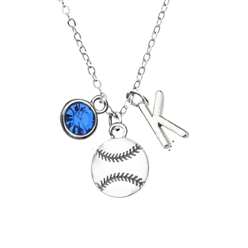 Long Pendant Necklace-Unique Metal Earrings-Personalized Softball Ball Necklace - Pick Charms