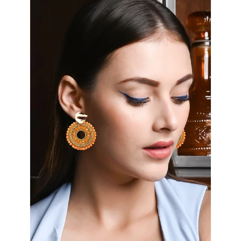 Glamorous Stud Earrings-Glamorous Stud Earrings-Odette Women Orange Metal Earrings