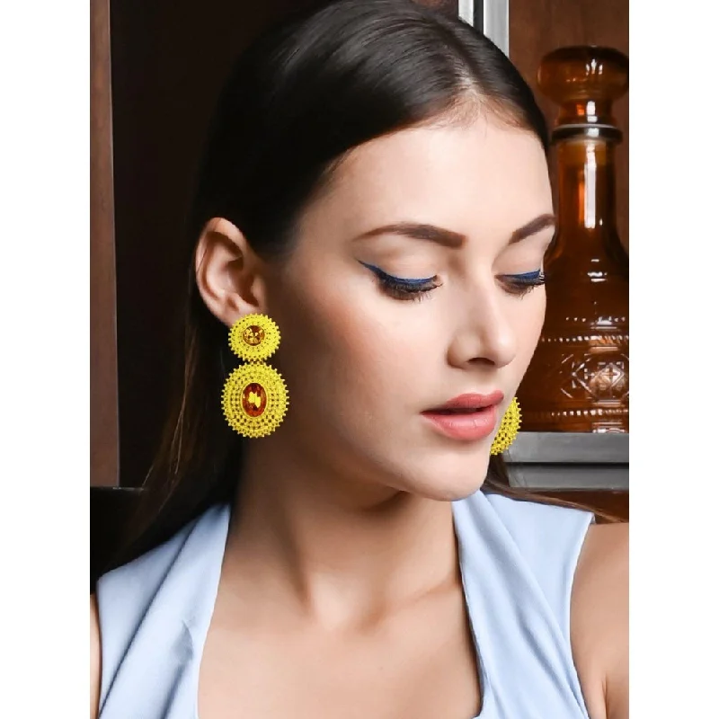 Vintage Drop Earrings-Vintage Drop Earrings-Odette Women Yellow Metal Earrings