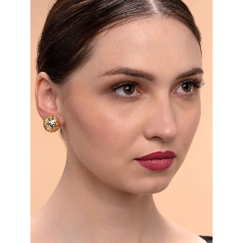 Heart Hoop Earrings-Heart Hoop Earrings-Isharya Logo Statement Earrings in 18kt Gold Plated