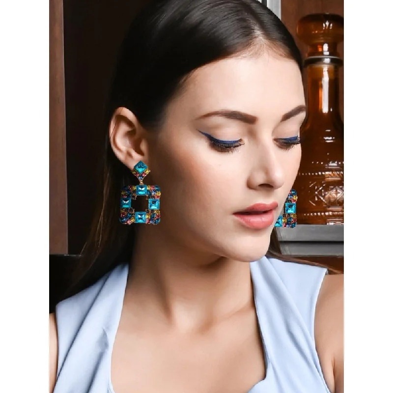 Spiral Earrings-Spiral Earrings-Odette Women Blue Metal Earrings