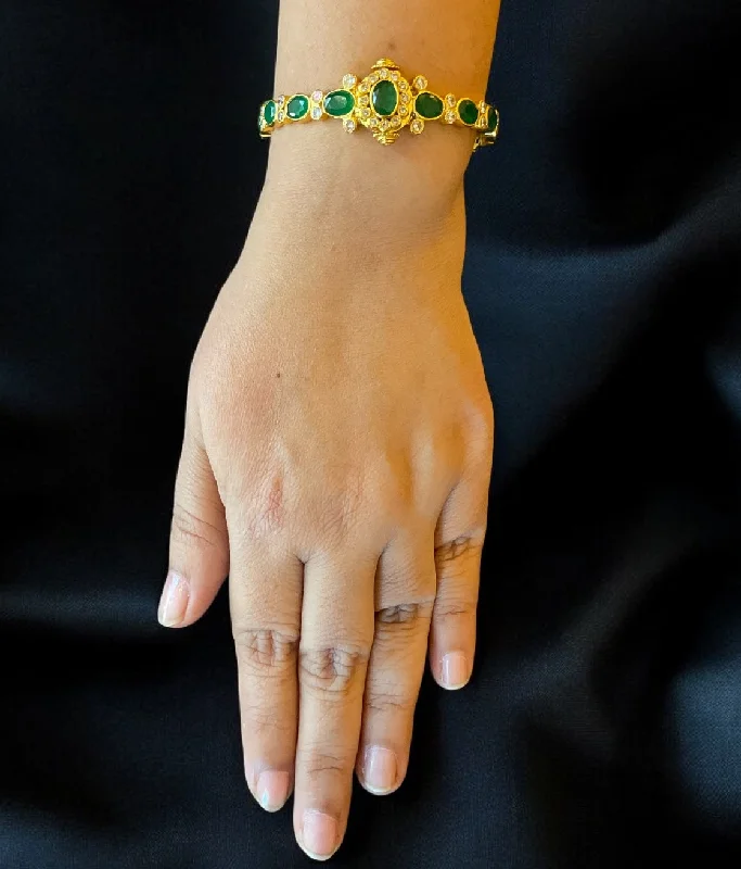 Thin Gold Bracelet for Women-Birthstone Earrings-The Harini Silver Kemp Bracelet (Green/Size/2.2/2.4/2.6/2.8)