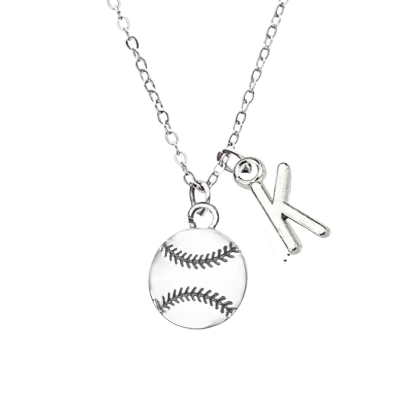 Classic Diamond Necklace-Long Dangle Earrings-Personalized Love Softball Necklace