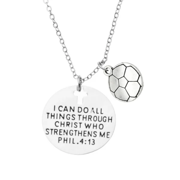 Unique Chain Necklace for Women-Beaded Dangle Earrings-Soccer Necklace - I Can Do All Things Through Christ Who Strengthens Me