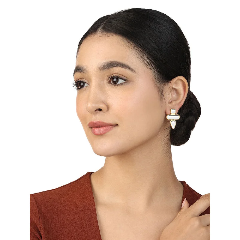 Stylish Drop Earrings-Stylish Drop Earrings-Isharya Lumen Trio Mirror Earrings In 18Kt Gold Plated