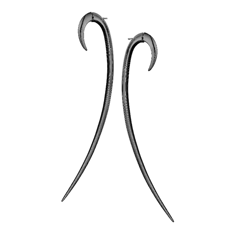 Twisted Hoop Earrings-Twisted Hoop Earrings-Hook Size 4 Earrings - Silver Black Rhodium