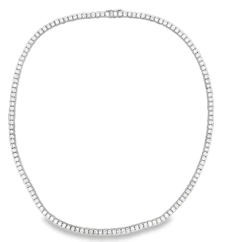 Designer Necklace for Women-Silver Crystal Earrings-LAB GROWN ROUND DIAMONDS 11.62CTW TENNIS NECKLACE