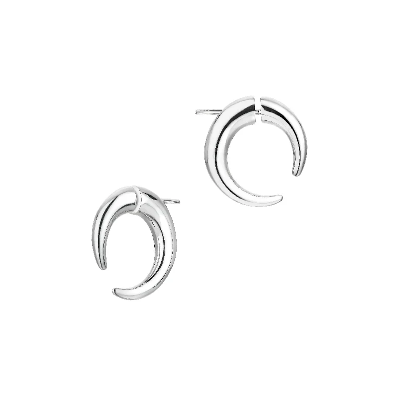 Swarovski Crystal Earrings-Swarovski Crystal Earrings-Talon Small Hoop Earrings - Silver