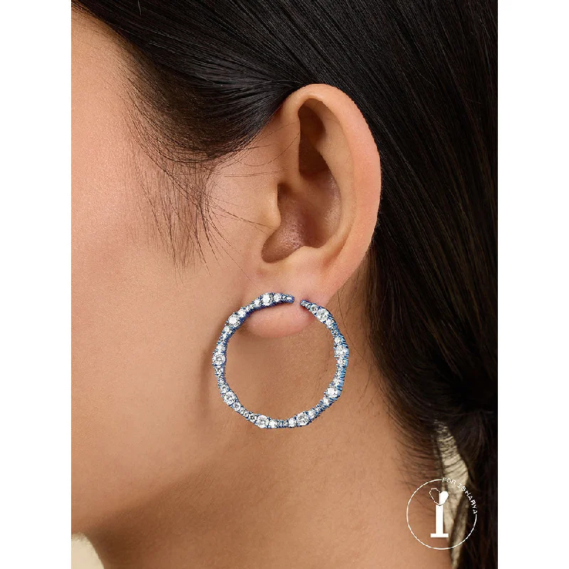 Geometric Earrings for Women-Geometric Earrings for Women-Isharya Blue Circle in Signature Colored Plating Earrings