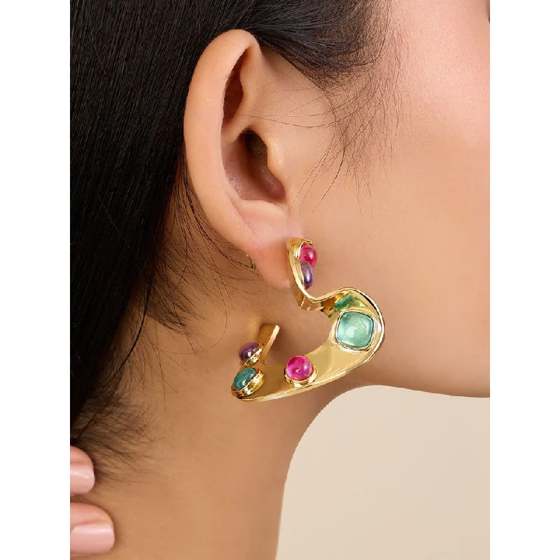 Statement Earrings for Bridesmaids-Statement Earrings for Bridesmaids-Isharya Hidden Gems in 18Kt Gold Plated Earrings