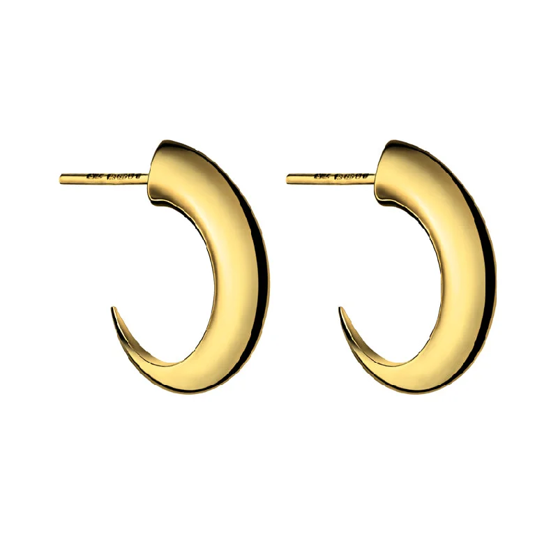 Cute Stud Earrings for Kids-Cute Stud Earrings for Kids-Talon Cat Claw Medium Hoop Earrings - Yellow Gold Vermeil