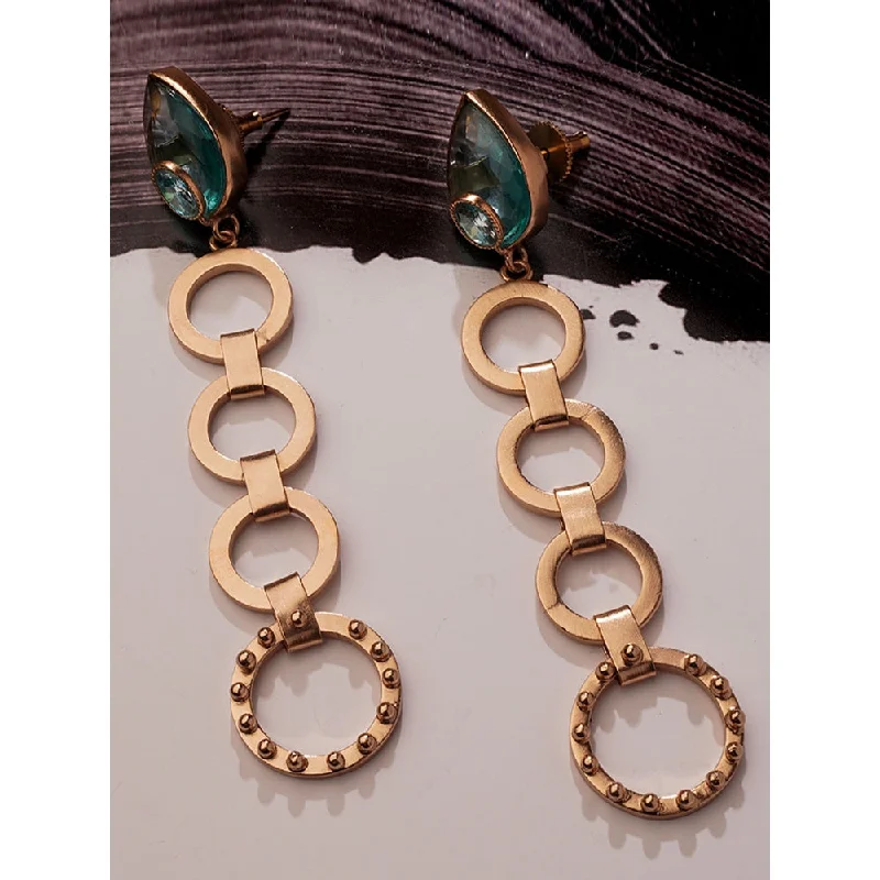 Women’s Crystal Earrings-Women’s Crystal Earrings-Suhani Pittie Crystal Pools Gold Plated Earrings