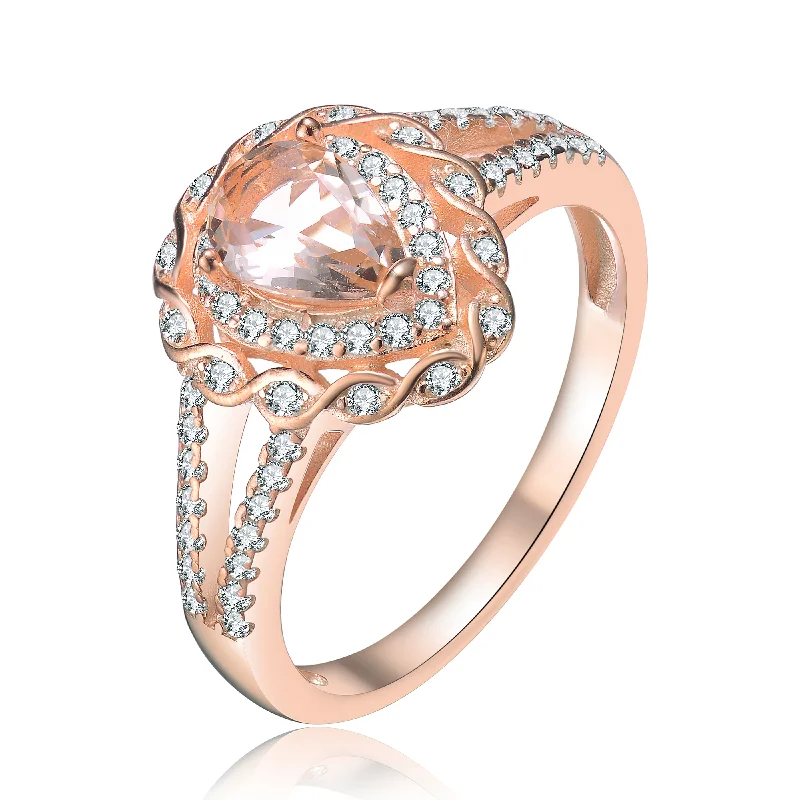 Rose Gold Promise Ring-Vintage Gold Earrings-Anne Morganite Ring