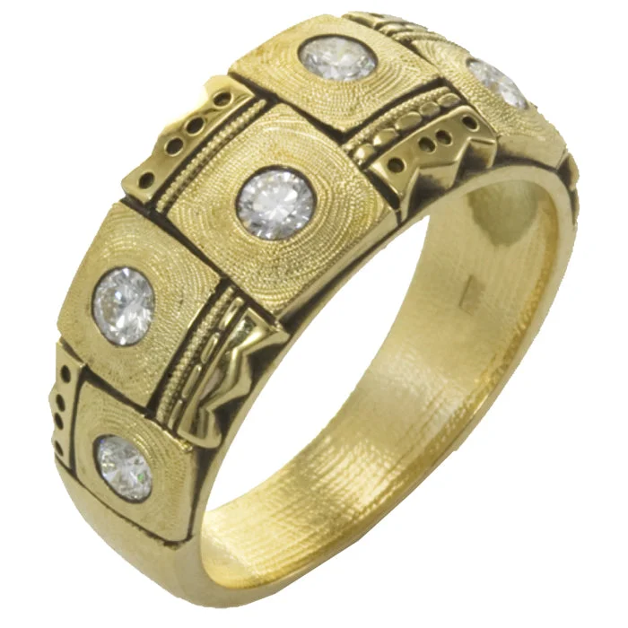 Stackable Rings for Women-Trendy Hoop Earrings-Alex Sepkus Crowned Heads Dome Ring - R-159D