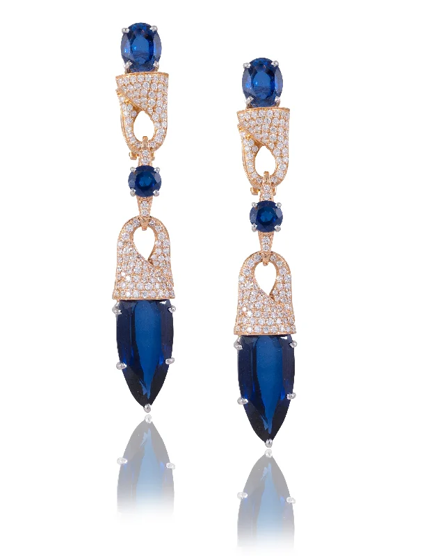 Statement Earrings for Women-Statement Earrings for Women-Hemakshi Diamond Long Earrings