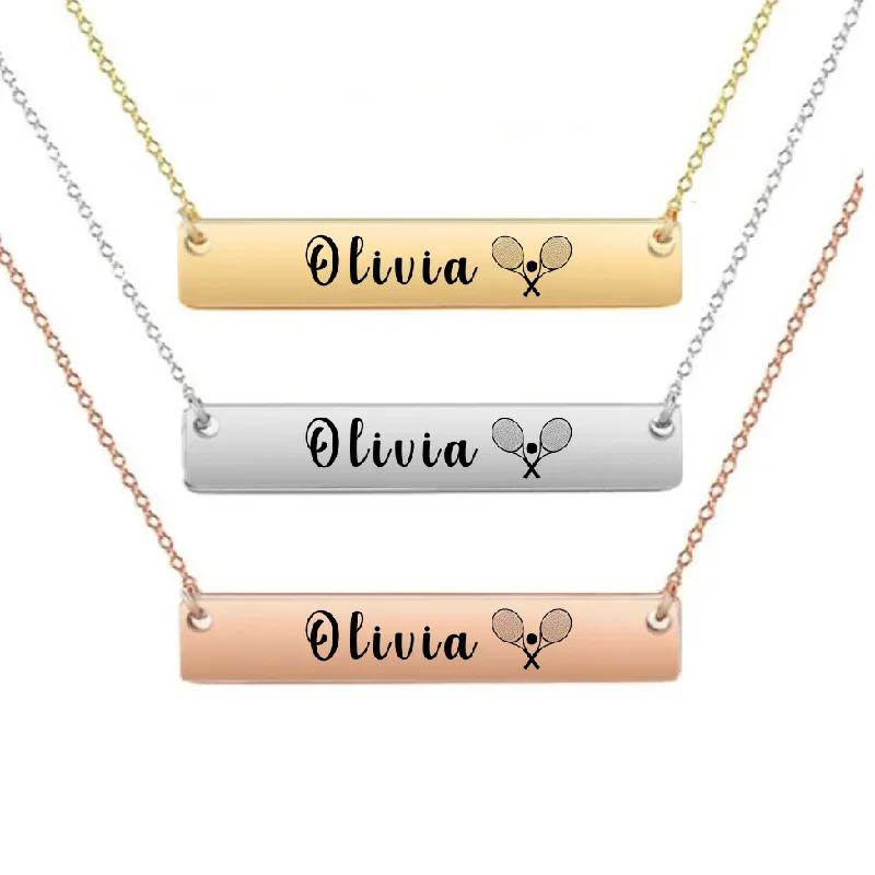 Luxury Chain Necklace for Women-Colored Gemstone Earrings-Engraved Tennis Bar Necklace