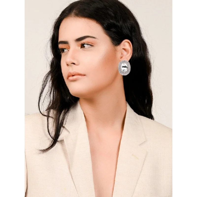 Multi-Layer Earrings-Multi-Layer Earrings-Odette Women Silver Metal Earrings