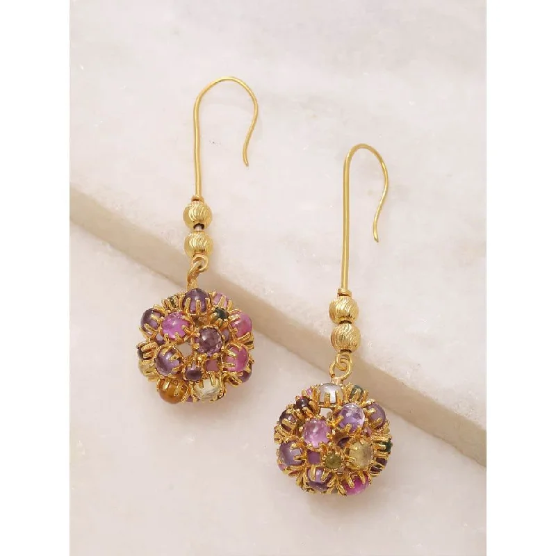 Geometric Shape Earrings-Geometric Shape Earrings-Zurooh 18K Gold Plated Multi Quartz Danglers