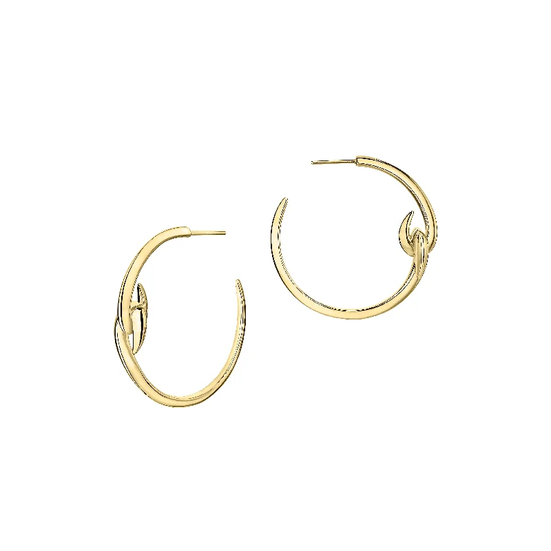 Abstract Earrings-Abstract Earrings-Hook Hoop Earrings - Yellow Gold Vermeil