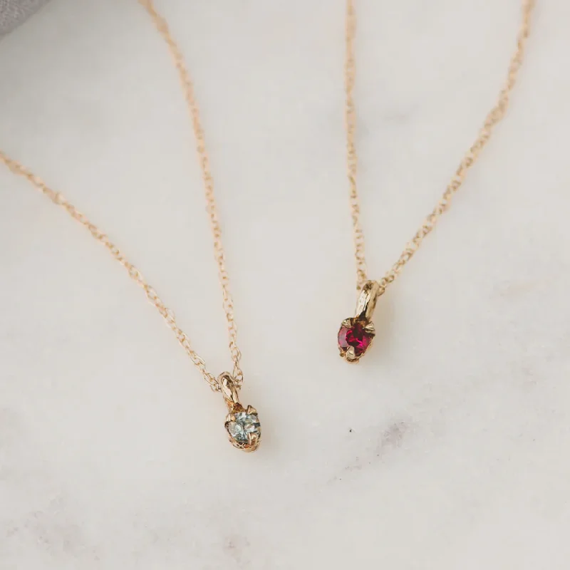 Luxury Pendant Necklace-Retro Style Earrings-14k Gold Dainty Birthstone Necklace