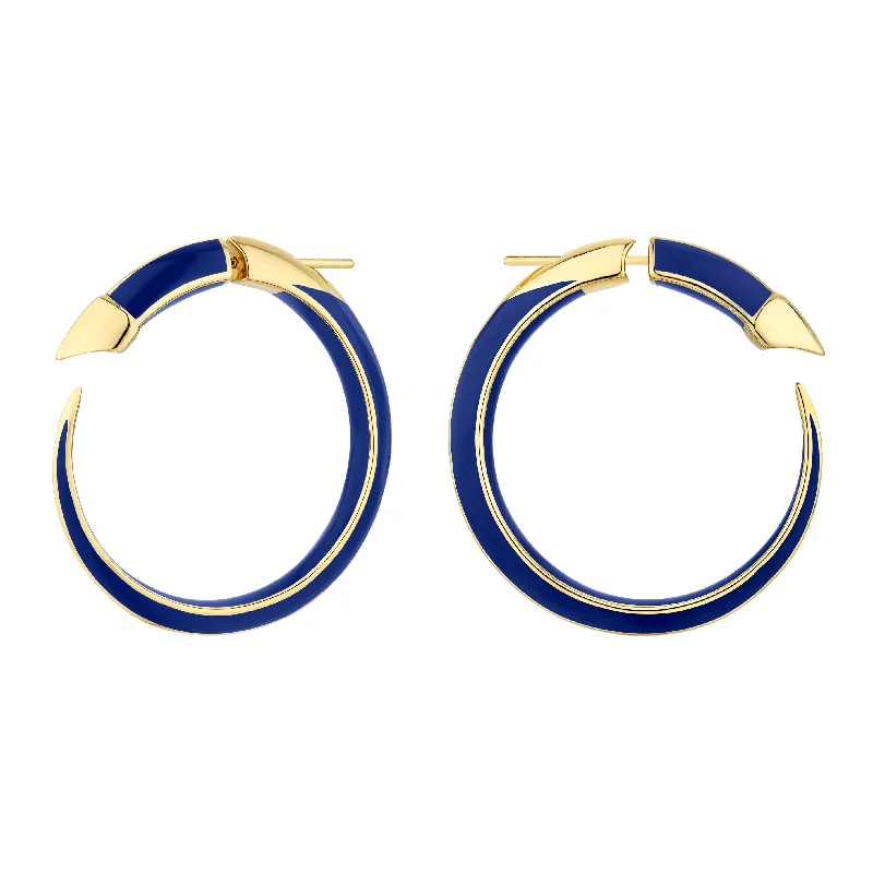 Layered Gold Earrings-Layered Gold Earrings-Sabre Solis Hoop Earrings - Yellow Gold Vermeil & Atlantic Ceramic