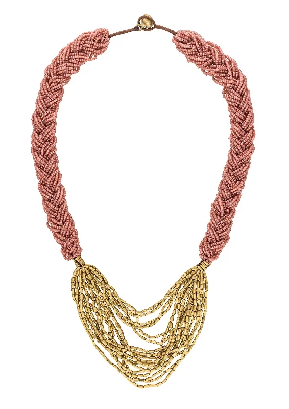 Luxury Wedding Necklace-Creative Hoop Earrings-The Braided Hema<br> Terracotta