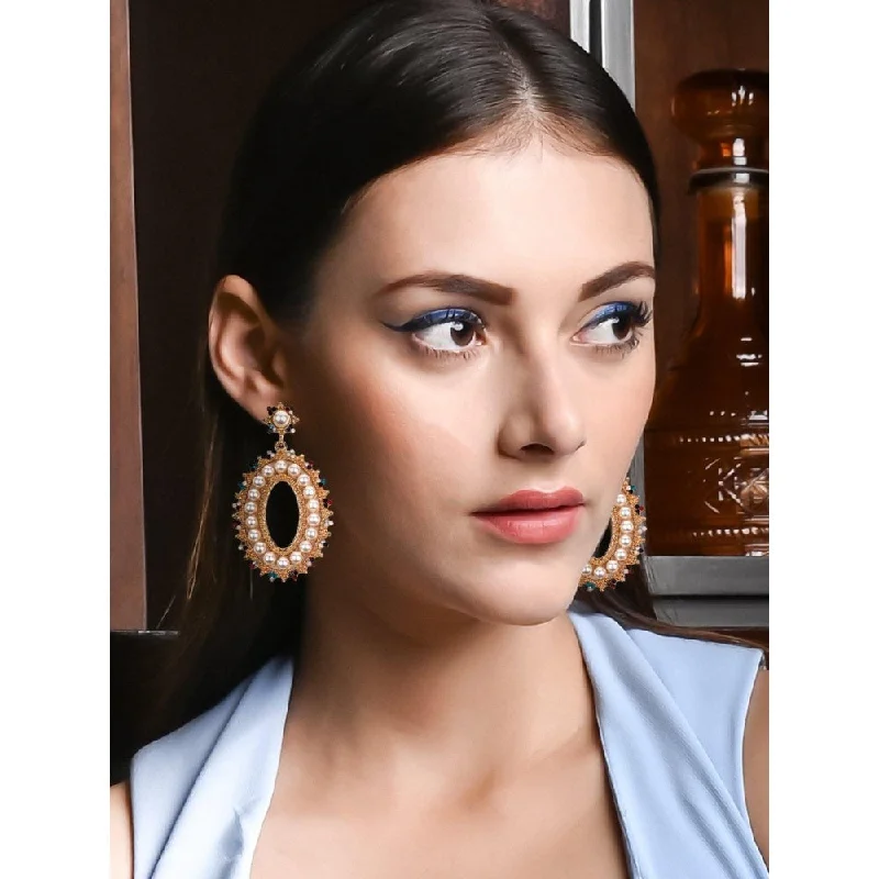 Colorful Dangle Earrings-Colorful Dangle Earrings-Odette Women Gold Metal Earrings