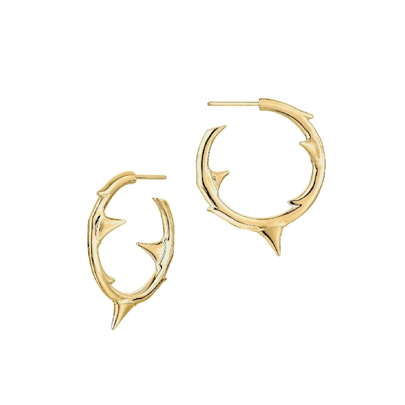 Small Crystal Earrings-Small Crystal Earrings-Rose Thorn Medium Hoop Earrings - Yellow Gold Vermeil