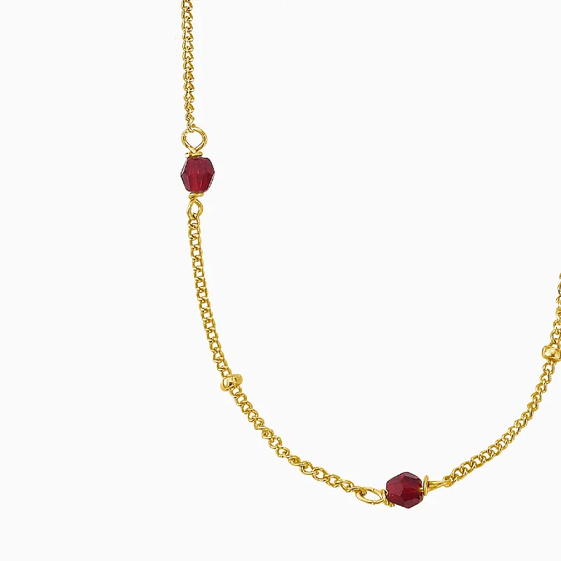 Large Pendant Necklace-Elegant Hoop Earrings-RUBY RED SATELLITE NECKLACE