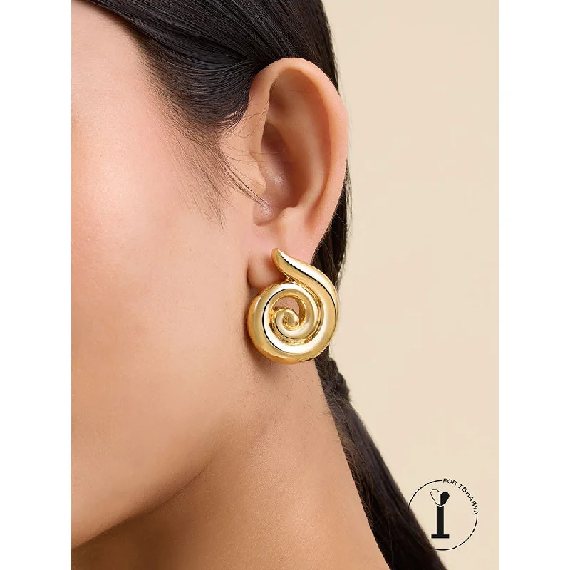 Simple Pearl Earrings-Simple Pearl Earrings-Isharya Gold Shell in 18Kt Gold Plated Earrings