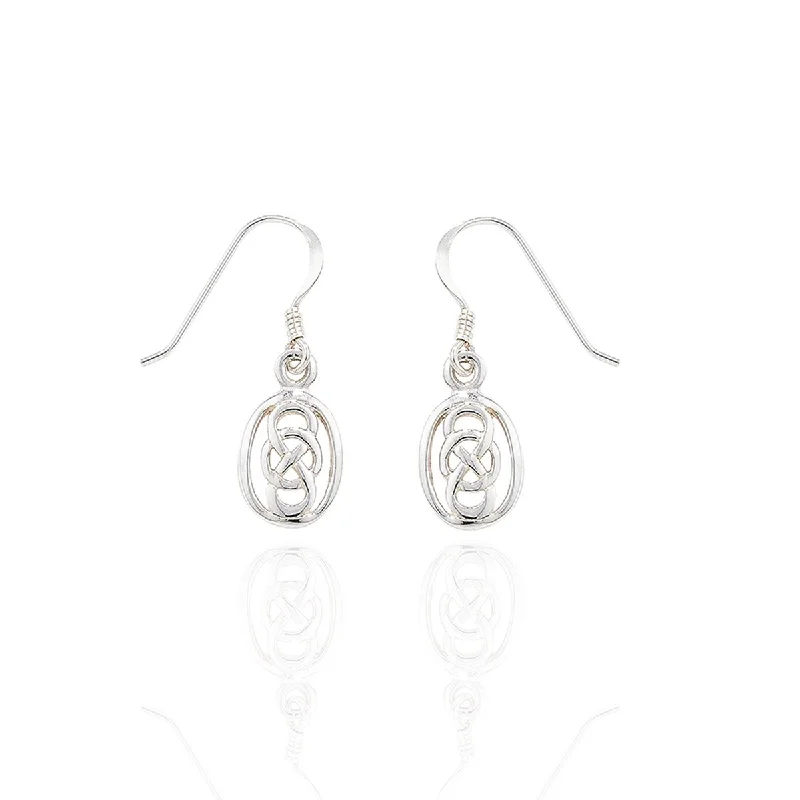 Pearl Drop Earrings-Pearl Drop Earrings-Sterling Silver Celtic Loop Over Drop Earrings