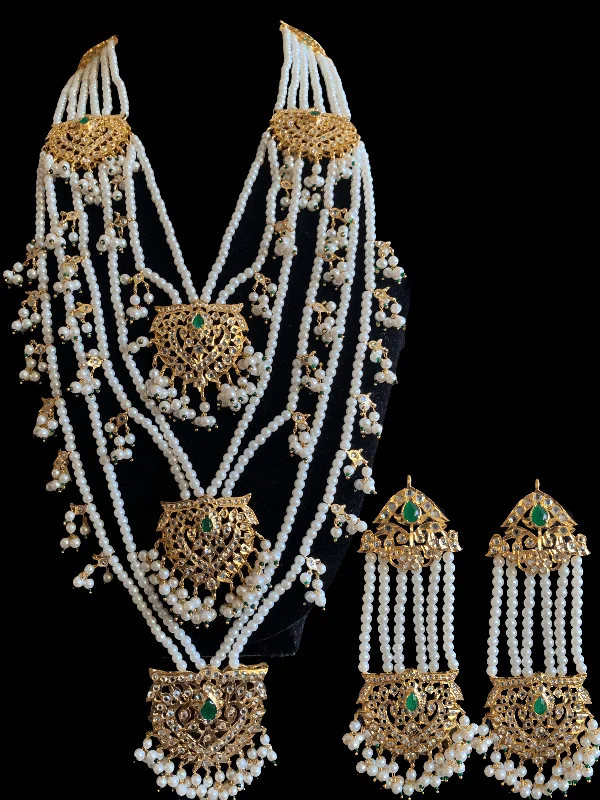 Personalized Pendant Necklace-Oversized Earrings-SAT62 Maahi bridal Hyderabadi three layered necklace with earrings ( READY TO SHIP )