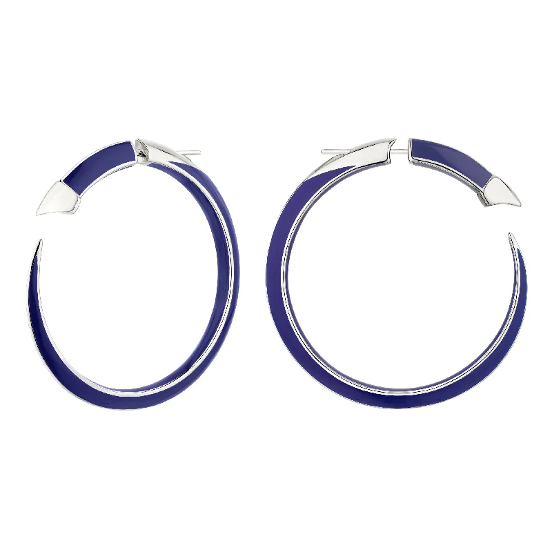 Hoop Earrings for Women-Hoop Earrings for Women-Sabre Solis Statement Hoop Earrings - Silver & Atlantic Ceramic