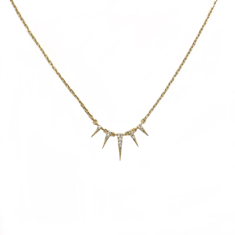 Silver Cross Necklace-Classic Gold Earrings-Spikes Necklace